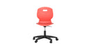 Titan Arc Swivel Chair with coral fabric upholstery and a modern swivel base, shown from the front view.