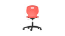 Titan Arc Swivel Chair with coral-colored fabric, shown from the rear with a swivel base and modern design.