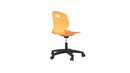 Titan Arc Swivel Chair with marigold fabric, featuring a swivel base and modern design, shown from the rear angle.