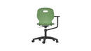 Titan Arc swivel and personal workspace chair with a forest green seat and a sturdy swivel base, shown from the rear.