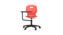 Titan Arc swivel and personal workspace chair with a coral-colored swivel base, shown from the front in a modern office setting.