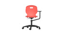 Titan Arc swivel and personal workspace chair with a coral-colored swivel base, shown from the rear in a modern office setting.