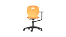 Titan Arc swivel and personal workspace chair with marigold-colored swivel base, shown from the rear.