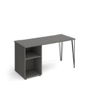 Tikal Straight Desk With Hairpin Legs & Support Pedestal - NWOF