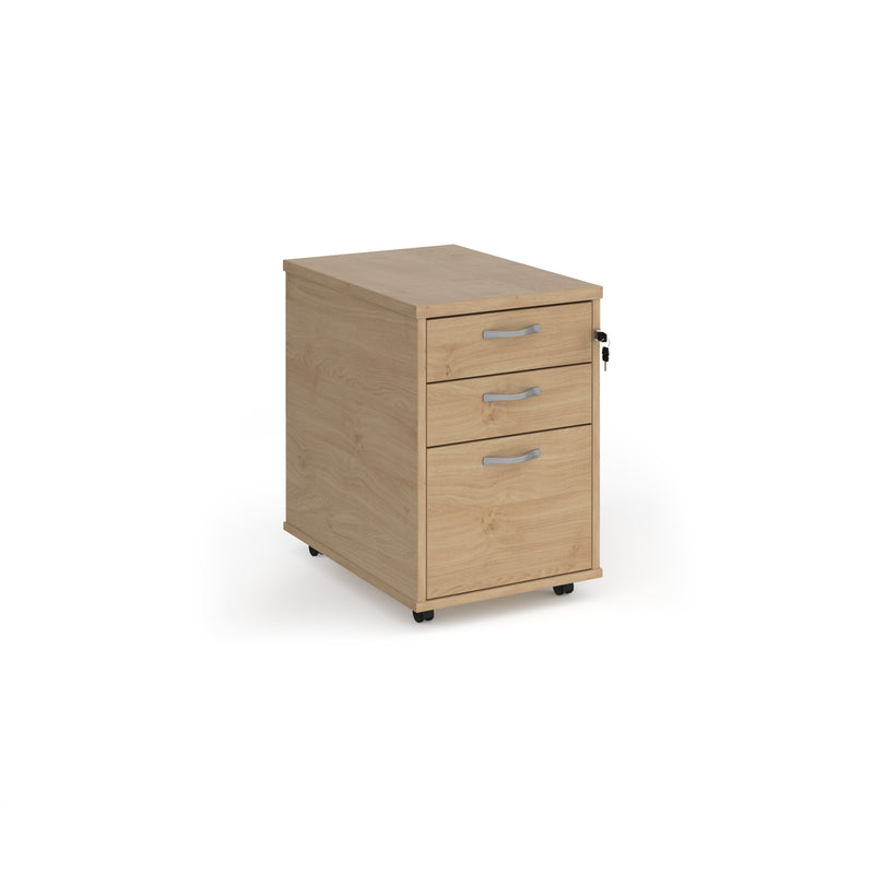 Tall Mobile 3 Drawer Pedestal With Silver Handles - NWOF