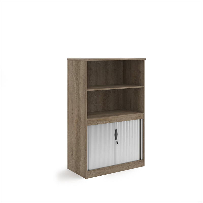 Systems Combination Unit With Tambour Doors And Open Top - Nebraska Oak