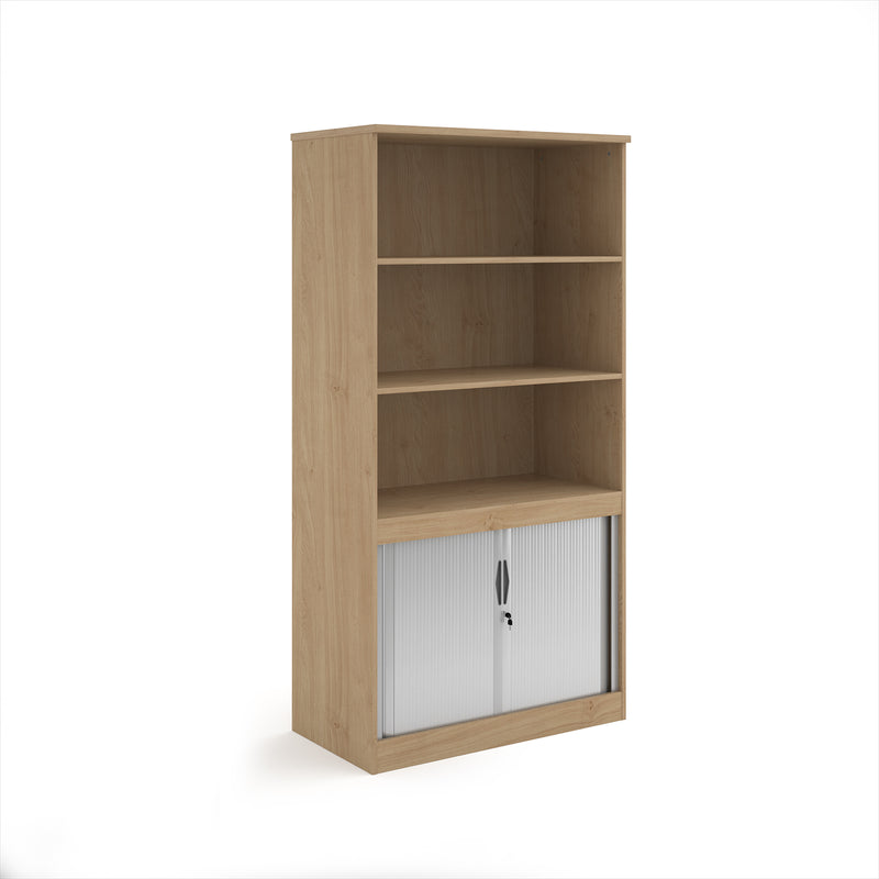Systems Combination Unit With Tambour Doors And Open Top - Kendal Oak