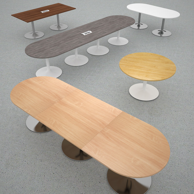 Trumpet Base Rectangular Boardroom Table With Central Cut-Out - Grey Oak - NWOF