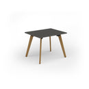 Dams Unity dining table with Onyx Grey finish and solid oak legs, showcasing a modern, sturdy design in a home dining setting.