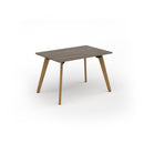 Dams Unity dining table with Nebraska oak top and solid oak legs, showcasing a modern, natural wood finish for contemporary dining spaces.