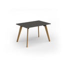 Dams Unity dining table with onyx grey surface and solid oak legs, showcasing a modern, sleek design for contemporary dining spaces.