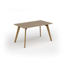 Dams Kendal Oak Unity dining table with solid oak legs, showcasing a smooth wooden surface and sturdy construction.