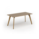 Dams Kendal Oak Unity dining table with solid oak legs, showcasing a sleek wooden tabletop and sturdy craftsmanship.