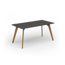 Dams Unity dining table with solid oak legs in onyx grey finish, showcasing a modern and sturdy design for dining rooms.