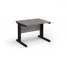 Dams Vivo 800mm deep straight desk in grey oak finish, featuring a spacious workspace with clean, modern design.
