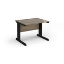 Dams Vivo 800mm deep straight desk in Nebraska Oak, showcasing a spacious workspace with a sleek wood finish and sturdy design.
