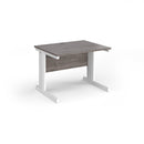 Dams Vivo 800mm Deep Straight Desk in Grey Oak finish, showing the sleek, modern workspace with a spacious surface.