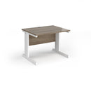 Dams Vivo 800mm deep straight desk in Nebraska Oak wood with a smooth surface and sturdy straight design.