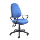 Dams Vantage 100 2 Lever PCB Operators Chair with adjustable height and ergonomic design, black fabric upholstery, and metal base.