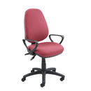 Dams Vantage 100 2 Lever PCB Operators Chair with blue fabric upholstery and adjustable armrests and base for ergonomic support