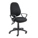 Dams Vantage 100 2 Lever PCB Operators Chair with adjustable armrests and ergonomic design, black fabric upholstery.