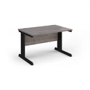 Dams Vivo 800mm deep straight desk in grey oak finish, showcasing a modern office workspace with clean lines and smooth surface.