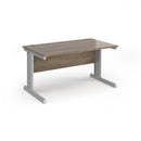 Dams Vivo 800mm deep straight desk in Nebraska Oak with a sleek rectangular surface and sturdy metal legs, ideal for office use.