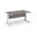 Dams Vivo 800mm deep straight desk in grey oak finish, showing a modern workspace with clean lines and spacious surface.
