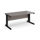 Dams Vivo 800mm deep straight desk in grey oak finish with clean, modern design and sturdy wooden construction.