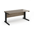 Vivo 800mm deep straight desk in Nebraska Oak by Dams, showing the wood grain and sleek straight design.