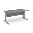 Dams Vivo 800mm deep straight desk in Grey Oak finish, showing a modern office workspace with clean lines and spacious surface.