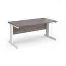 Dams Vivo 800mm deep straight desk in grey oak finish with clean, modern design and spacious surface for office workspace.