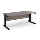 Dams Vivo 800mm deep straight desk in grey oak finish, showing its clean lines and spacious work surface.