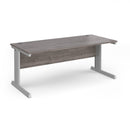 Dams Vivo 800mm deep straight desk in grey oak finish, featuring a modern design with a spacious surface and sturdy construction.