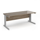 Dams Vivo 800mm deep straight desk in Nebraska Oak with clean lines and a spacious surface, ideal for modern office setups.