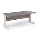 Dams Vivo 800mm deep straight desk in grey oak finish, showing the sleek, modern design with a spacious work surface.