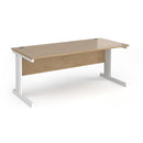 Dams Vivo 800mm deep straight desk in Kendal Oak finish, showcasing a spacious workspace with clean lines and modern design.