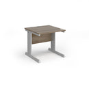 Dams Vivo 800mm deep straight desk in Nebraska Oak with smooth surface and sturdy legs, ideal for office or workspace setup.