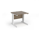 Dams Vivo 800mm deep straight desk in Nebraska Oak wood with clean white finish and spacious workspace.