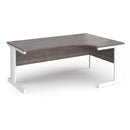 Dams Vivo ergonomic desk in grey oak finish, showing a spacious workspace with clean lines and sturdy construction.
