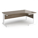 Dams Vivo ergonomic desk in Nebraska Oak finish with sleek workspace and modern design, shown from a front view.