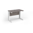 Dams Vivo 600mm deep straight desk in Grey Oak finish with a clean, modern workspace design and straight tabletop.