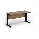 Vivo 600mm deep straight desk in Nebraska Oak by Dams, showing the desktop with a smooth wooden finish and modern design.