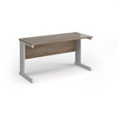 Dams Vivo 600mm deep straight desk in Nebraska Oak with clean surface and sturdy wooden frame, ideal for office workspace.