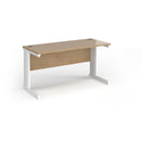 Dams Vivo 600mm deep straight desk in Kendal Oak wood finish, showcasing the clean lines and natural grain of the wooden surface.