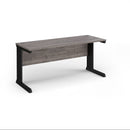 Vivo 600mm deep straight desk in grey oak finish by Dams, showcasing the sleek modern design and spacious tabletop.