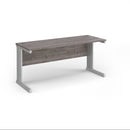 Dams Vivo 600mm deep straight desk in grey oak finish with clean, modern design and straight tabletop for office workspace.