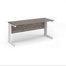 Dams Vivo 600mm deep straight desk in grey oak finish, showcasing a modern office workspace with clean lines and sturdy design.