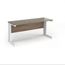 Vivo 600mm deep straight desk in Nebraska Oak by Dams, showing the clean, modern workspace with a spacious surface and straight design.