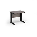 Vivo 600mm deep straight desk in grey oak finish by Dams, showing a sleek, modern workspace with smooth surface and sturdy design.